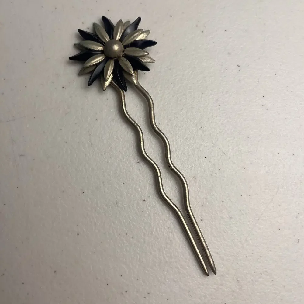 Hair Pin Stick Lot Victorian Style Filigree Ball Flower Mother Of Pearl 6 Pieces